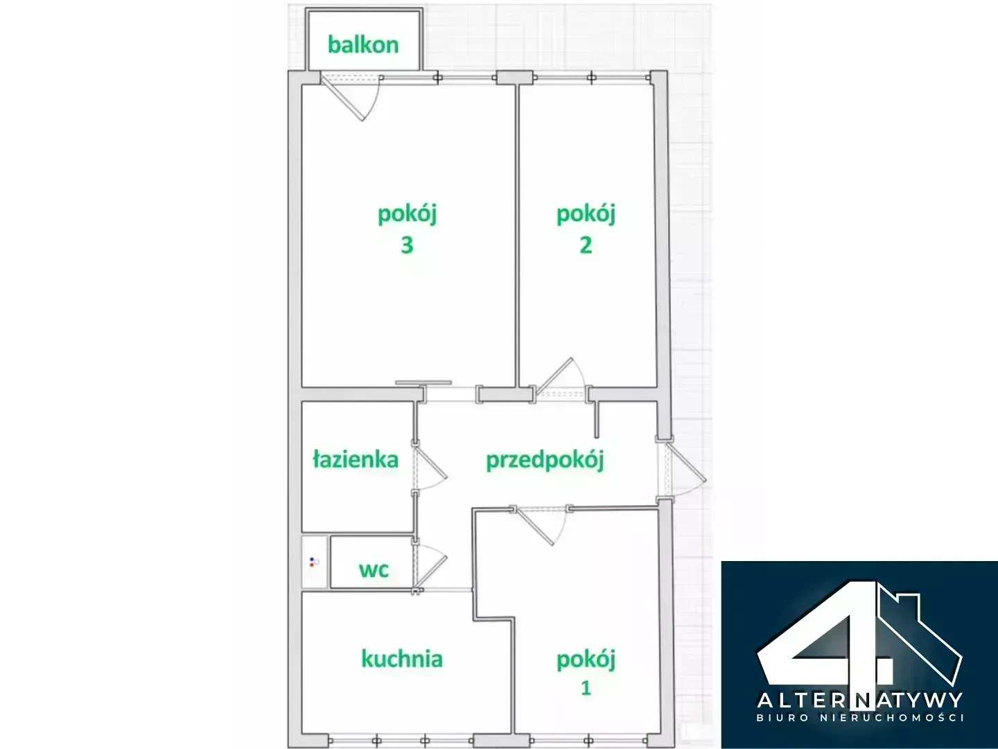 Mieszkanie z widokami, 48m2, 3 pokoje, rozkładowe 11