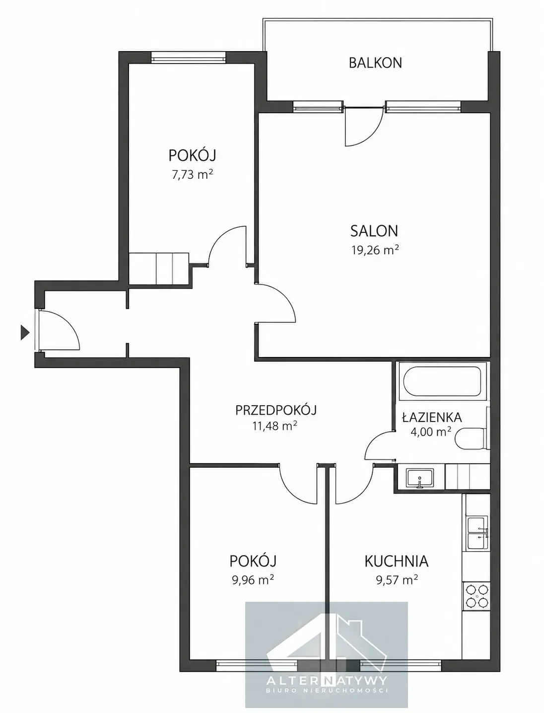 3 pokoje, 62 m² i balkon z widokiem na Łódź 2